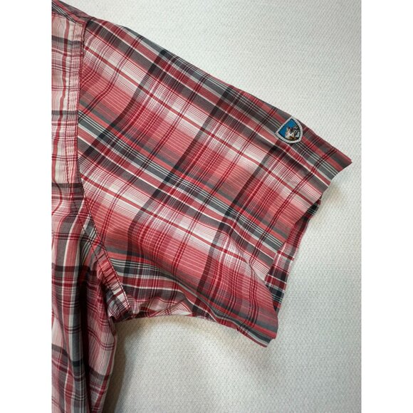 Kühl Men's Short Sleeves Button Up Shirt Size S Red Plaid Eluxor Pockets Casual - Picture 4 of 11